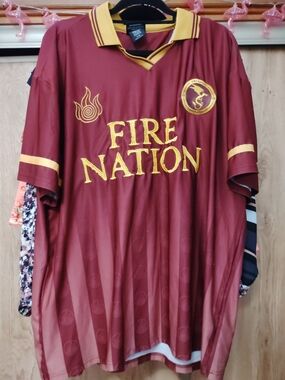 Fire Nation Avatar Men’s Jersey Shirt - Burgundy with Gold Accents